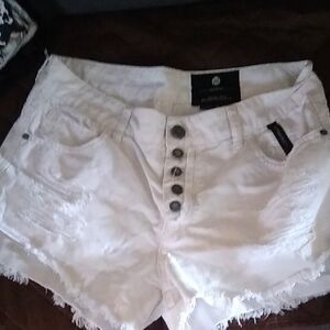 Women's White Distressed Jean Shorts